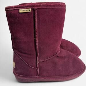 Bearpaw Emma Short Boots Women’s 8 Plum Suede Shearling Lined